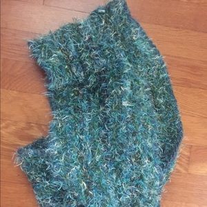 Fuzzy teal infinity scarf